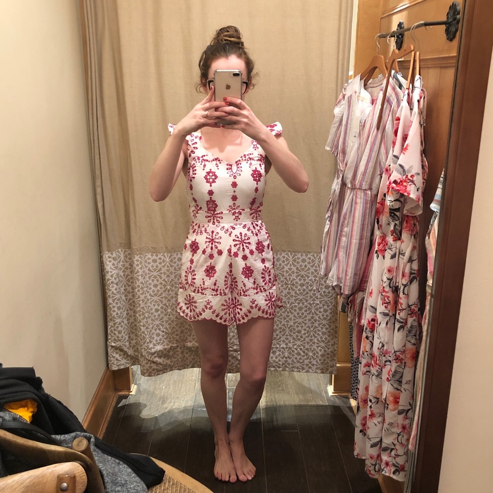 XS Pink and White Romper